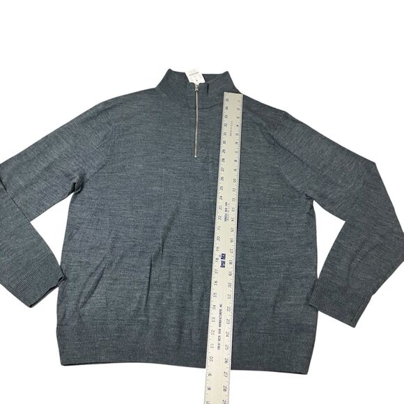 J Crew Sweater Mens XXL Grey Merino Wool Blend 1/4 Zip Mock Neck Neutral BB697 - Picture 4 of 12